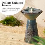 Turquoise Ceramic Garden Water Fountain with LED Light