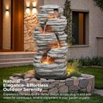 40" Outdoor LED Cascading Rock Water Fountain