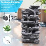 5-Tier Rock Water Fountain with LED Lights