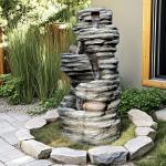 40" Outdoor LED Cascading Rock Water Fountain
