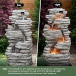 40" Outdoor LED Cascading Rock Water Fountain