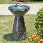 Turquoise Ceramic Garden Water Fountain with LED Light