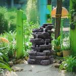 5-Tier Rock Water Fountain with LED Lights