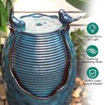 Elegant Turquoise Ceramic Jar Water Fountain with Lights