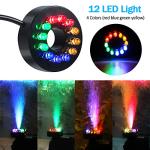 Submersible Fountain Pump with LED Lights and Nozzles