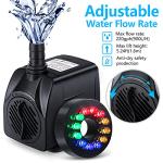 Submersible Fountain Pump with LED Lights and Nozzles