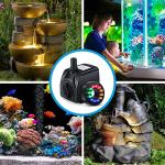 Submersible Fountain Pump with LED Lights and Nozzles