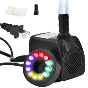 10W 160 GPH Submersible Fountain Pump with LED