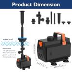 AquaMiracle LED Pond Fountain Pump 880GPH