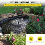 VEVOR 15x20 ft Durable Pond Liner for Water Gardens