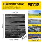 VEVOR 15x20 ft Durable Pond Liner for Water Gardens