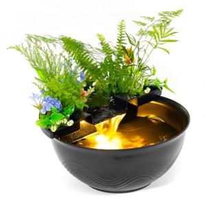 Mini Water Garden Pond Kit with Waterfall & Light