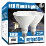 Dimmable 5000K LED Flood Light Bulbs 2-Pack