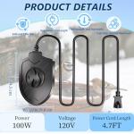 Bird Bath Heater for Winter, 100W Submersible