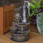 Sunnydaze 23-Inch Farmhouse Outdoor Fountain with Lights