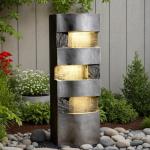 40.5'' Outdoor 4-Tier Water Fountain with LED Lights