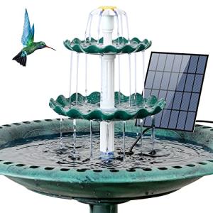 Solar-Powered 3-Tier Bird Bath and Fountain