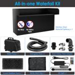 Pond Waterfall Kit with LED Lights and Pump