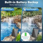 Solar Pond Filter Fountain with Battery Backup System
