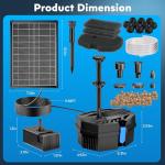Solar Pond Filter Fountain with Battery Backup System