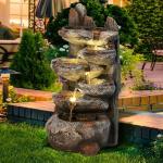 6-Tier Cascading Rock Water Fountain with LED Light