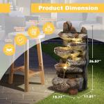 6-Tier Cascading Rock Water Fountain with LED Light