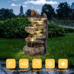 6-Tier Cascading Rock Water Fountain with LED Light