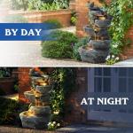 5-Tier Cascading Rock Water Fountain with LED Lights