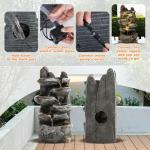 6-Tier Cascading Rock Water Fountain with LED Light