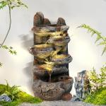 6-Tier Cascading Rock Water Fountain with LED Light