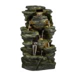Alpine Multitiered Rock Waterfall Fountain with Lights