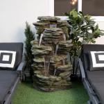 Alpine Multitiered Rock Waterfall Fountain with Lights