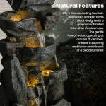 The 5-Tiered Rock Water Fountain Outdoor&Indoor, 31.5’’H Floor-Standing Garden Fountains, Stone Feature and Waterfall with Lights for Patio, Backyard, Deck, Porch, Home DéCor, Gray
