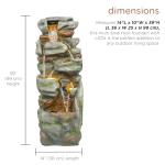 39" Multitiered Rock Look Outdoor Fountain with LED
