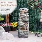 39" Multitiered Rock Look Outdoor Fountain with LED