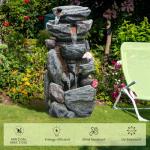 The 5-Tiered Rock Water Fountain Outdoor&Indoor, 31.5’’H Floor-Standing Garden Fountains, Stone Feature and Waterfall with Lights for Patio, Backyard, Deck, Porch, Home DéCor, Gray