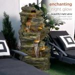 Alpine Multitiered Rock Waterfall Fountain with Lights