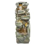 39" Multitiered Rock Look Outdoor Fountain with LED