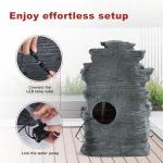 GIODIR Garden Fountains Outdoor, 7-Tiers Cascading Rock Water Fountain, 24.4" H Waterfall Fountain Indoor with 6 LED Lights and Moss for Patio, Yard and Home Art Decor, Natural Stone Look