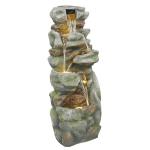 39" Multitiered Rock Look Outdoor Fountain with LED