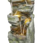 39" Multitiered Rock Look Outdoor Fountain with LED