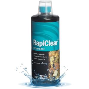CrystalClear RapiClear Liquid Pond Flocculant for Outdoor Water Gardens, Fountains & Ponds, Natural Clarity Solution, Fish, Plant & Pet Safe, 32 Ounce