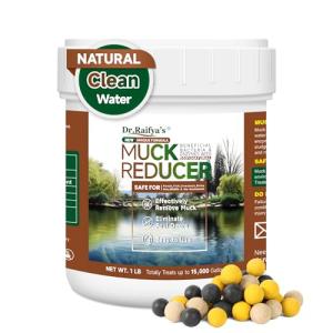 Dr. Raifya’s Muck Reducer–Natural Pond Sludge & Water Fountain Clarifier, Beneficial Bacteria Safe for Fish & Wildlife, Remove Muck in Koi Ponds, Bird Baths, Fountains & Turtle Ponds, Easy to Use–1 LB