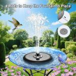 GAIZERL Solar Fountain UFO Style, 2025 Upgrade 5W Glass Panel Solar Water Fountain, Outdoor Solar Bird Bath Fountains with 4000mAh Battery, Color Led Lights, 7 Nozzles for Garden, Pool, and Koi Pond