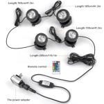 CREPOW RGB Pond Lights with Timer, LED Underwater Submersible Colorful Landscape Spotlights, 98ft Remote Control IP68 Waterproof Fountain Lights for Fish Aquarium Tank Garden Yard Pool (Set of 4)