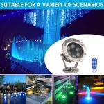 Hilittvne Underwater LED Lights, 18W RGB Color Changing Spotlights, IP68 Waterproof Submersible Spotlights Suitable for Garden Yard Lawn Pathway （Not Include Transformer）