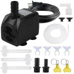 Small Fountain Pumps Submersible Outdoor, 480GPH Durable 25W Outdoor Water Pump with 6.5ft Tubing & 4 Nozzles for Aquarium, Pond, Fish Tank, Water Pump Hydroponics, Backyard Fountain
