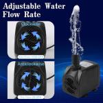 Small Fountain Pumps Submersible Outdoor, 480GPH Durable 25W Outdoor Water Pump with 6.5ft Tubing & 4 Nozzles for Aquarium, Pond, Fish Tank, Water Pump Hydroponics, Backyard Fountain