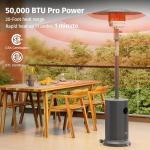 EAST OAK 50,000 BTU Patio Heater for Outdoor Use With Round Table Design, Double-Layer Stainless Steel Burner and Wheels, Outdoor Patio Heater for Home and Commercial, Gray, 31.9 x 31.9 x 86.6 inches