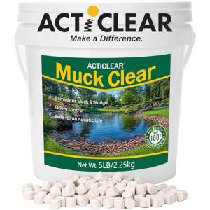 ActiClear Muck Clear - 5LB Beneficial Bacteria for Ponds & Lake, Boost Enzymes, Sludge Odor Away, Outdoor Fish Pond Water Clarifier, Safe for Aquatic Life, Treats Up to 30,000 Sq Ft